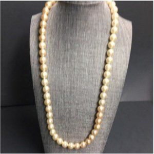 VTG Pop Bead Necklace Champagne Beige Pearl Long Adjustable Retro